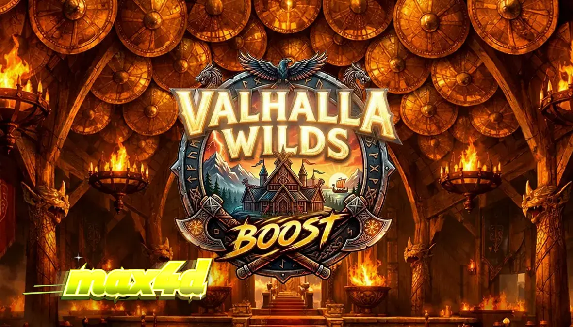 Tampilan visual slot Valhalla Wilds Boost dengan tema Viking yang epik